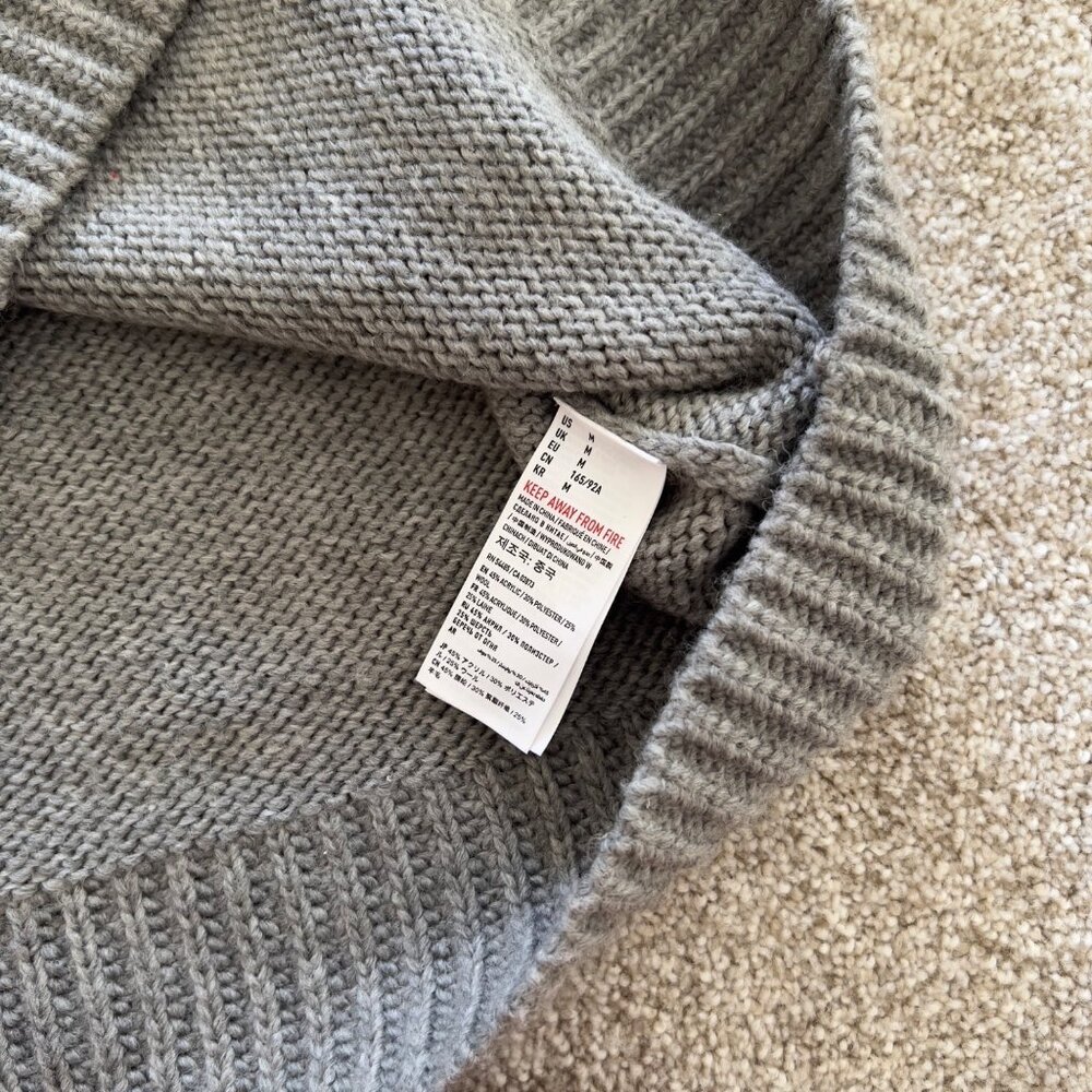 American Eagle Wool Blend Fair Isle Turtleneck Knit Gray Sweater Dress Medium - Picture 5 of 8